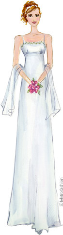 empire waist prom dress rosebud trim chiffon white